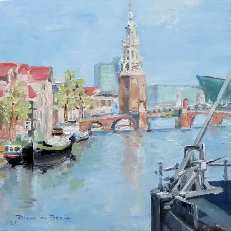 Diana de Bruin, Montelbaanstoren, 195 euro, Oil on panel, unframed, 20x20 cm