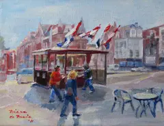 Diana de Bruin, Vishuisje Munt, 24x30 incl. frame, oil on canvas, €.275,-