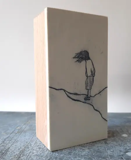 Edith Brouwer, Cipres 3, 85 euro, Etching on block, unframed, 10x5x3,5 cm