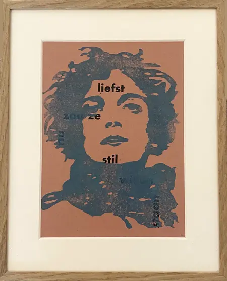 Edith Brouwer, Liefst zou ze nu stil willen staan, 185 euro, Mixed media on paper in frame with museum glass, 31x25 cm