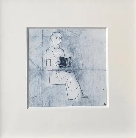 Edith Brouwer, Moment voor jezelf, 65 euro, Tetra Pak etching in frame, 16x16 cm
