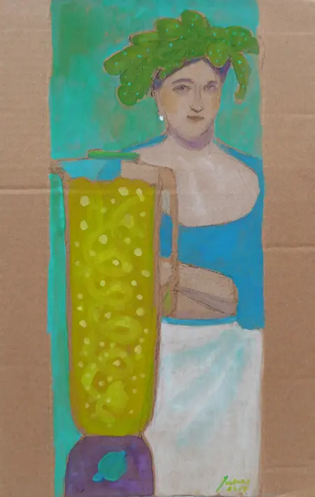 Elisabeth Jonkers, Juicy Lucy, Oil on cardboard (unframed), 35x30 cm, €.125,-