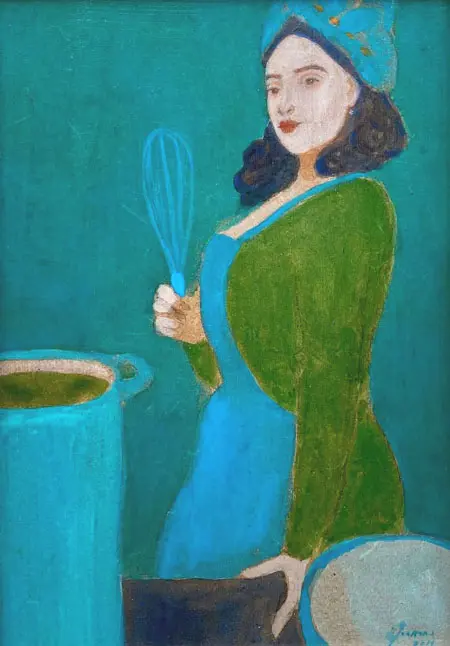 Elisabeth Jonkers, Kok met garde, 175 euro, Gouache on panel in frame, 30x20 cm