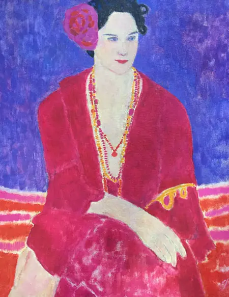 Elisabeth Jonkers, Lady in pink, Oil on canvas in frame, 60x50 cm, €.1500,-