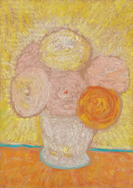 Elisabeth Jonkers, Ranonkels Geel, 175 euro, Pastel on paper in frame, 30x20 cm
