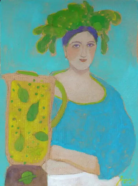 Elisabeth Jonkers, Spinazie 2, Oil on cardboard (unframed), 35x30 cm, €.125,-