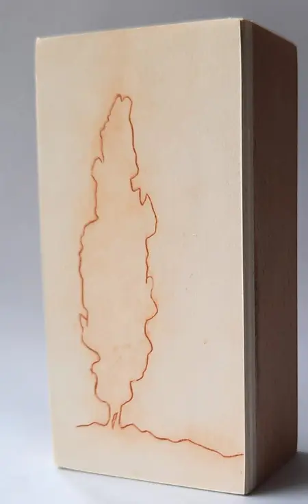 Edith Brouwer, Cipres 10, 85 euro, Etching on block, unframed, 10x5x3,5 cm