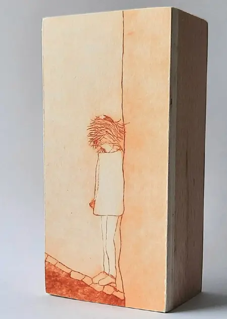 Edith Brouwer, Cipres 8, 85 euro, Etching on block, unframed, 10x5x3,5 cm
