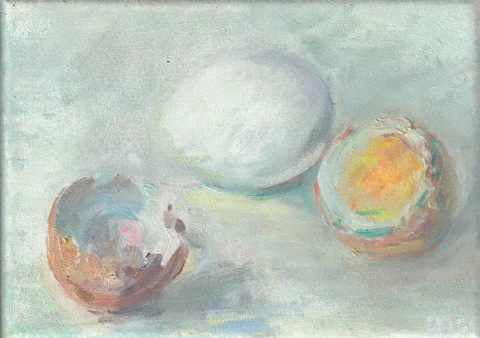 Florentine Haak, Eitje 1, 150 euro, Oil on canvas, unframed, 18x24 cm