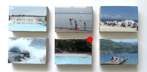 Annette van Waaijen, Serie Swimming 1 t/m 6, 70 euro each, Mixed media, 6x9 cm