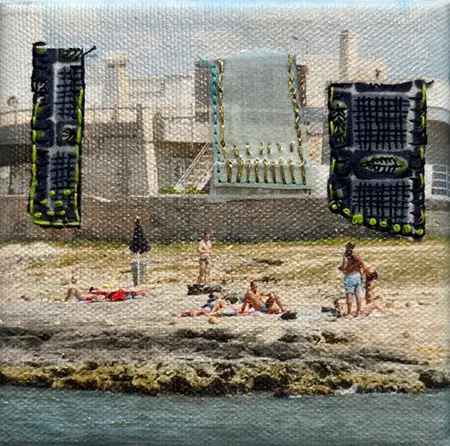 Annette van Waaijen, Summer in Italy, 145 euro, Mixed media on canvas in wooden frame, 10x10 cm