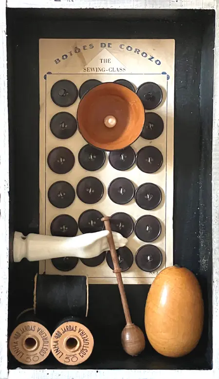 Antje Weber, The sewing class, 150 euro, Vintage sewing material, 16x5x27 cm