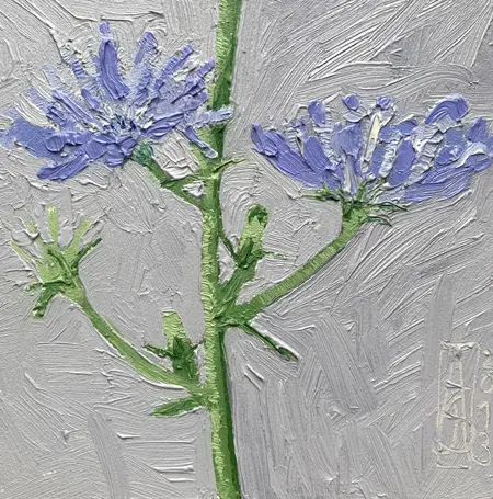 Anne Jitske Salverda, Uit de uitbundige berm, 145 euro, Oil on panel, unframed, 15x15 cm