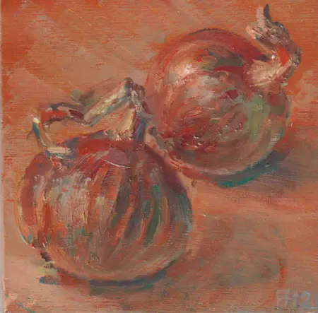 Florentine Haak, 2 uitjes bruin, Oil on panel, 10x10 cm, €.60,-