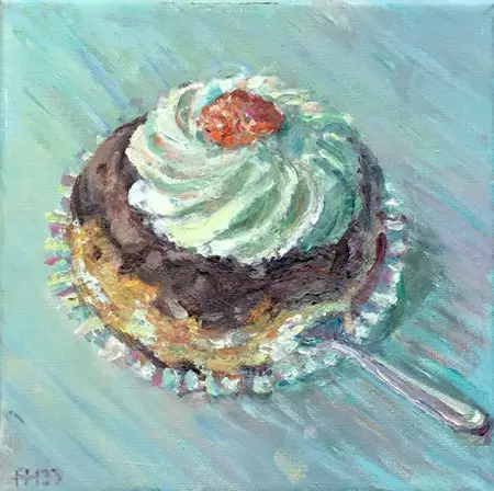 Florentine Haak, Chocolade bol, 170 euro, Oil on canvas, unframed, 20x20 cm