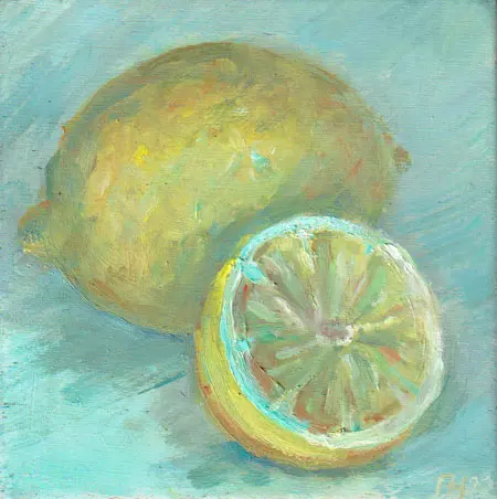 Florentine Haak, Citroen 4, 90 euro, Oil on panel, unframed, 12x12x1 cm