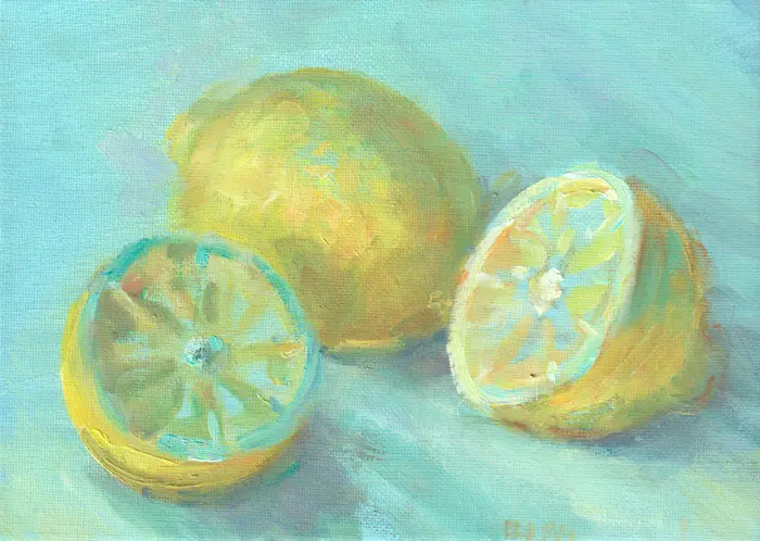 Florentine Haak, Citroenen, Oil on canvas, 13x18 cm, €.150,-