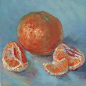 Florentine Haak, Mandarijn 2, Oil on panel, 12x12 cm, €.90,-