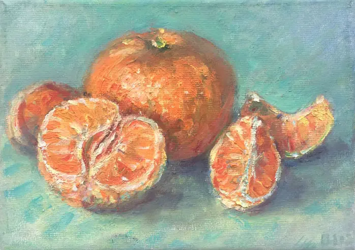 Florentine Haak, Mandarijnen, Oil on canvas, 13x18 cm, €.130,-