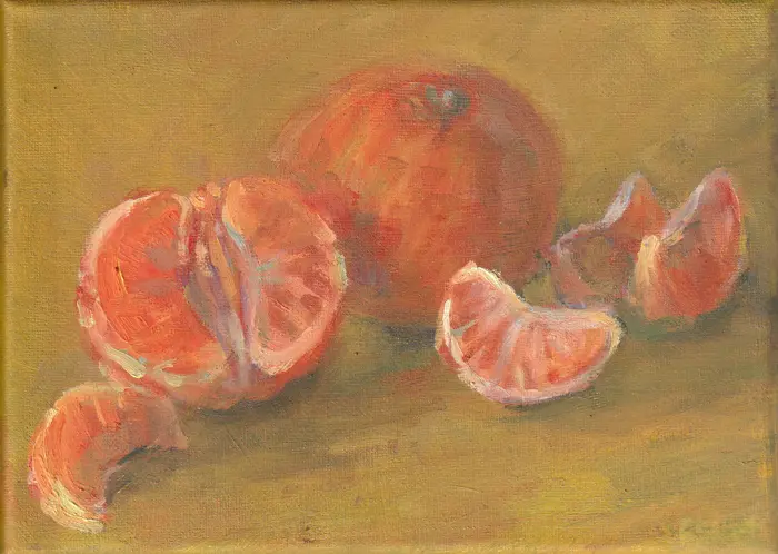 Florentine Haak, Mandarijntjes, Oil on canvas, 13x18 cm, €.150,-