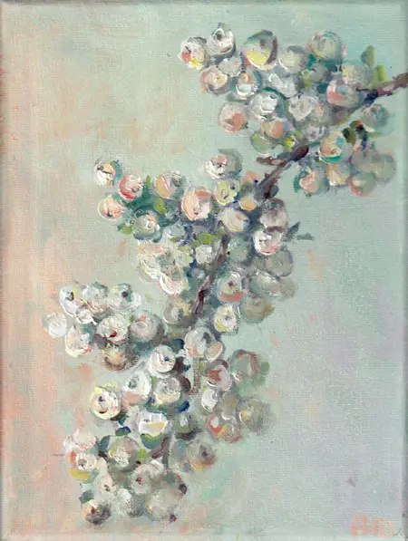 Florentine Haak, Pernettya witte bes, 175 euro, Oil on canvas, unframed, 18x24 cm