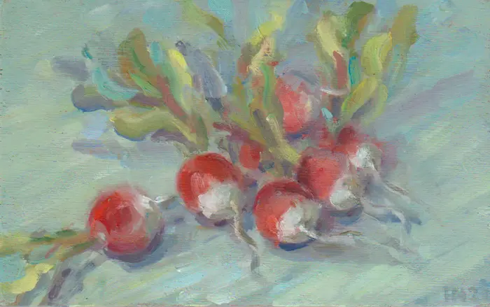 Florentine Haak, Radijs, Oil on panel, unframed, 12x19 cm, 130,-