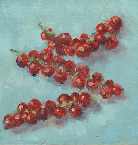 Florentine Haak, Rode Bessen 1, 90 euro, Oil on panel, unframed, 12x12 cm