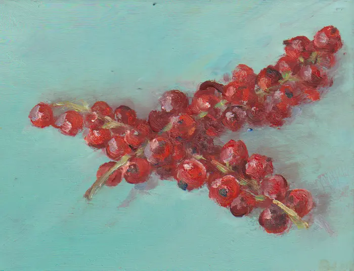 Florentine Haak, Rode Bessen 2, 100 euro, Oil on panel, unframed, 12x16 cm