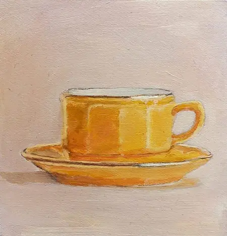 Gea Slotman, Bistrokopje geel, 195 euro, Acrylic on wood, unframed, 15x15x3 cm