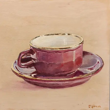 Gea Slotman, Bistrokopje roze, 265 euro, Acrylic on wood, unframed, 20x20x3 cm