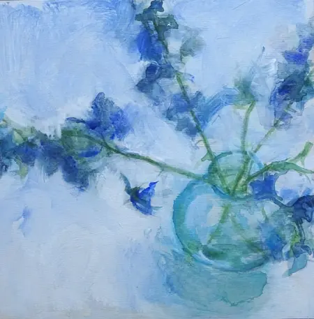 Gea Slotman, Boeket klein blauw, Acrylic on panel, 30x30x3 cm, €.185,-