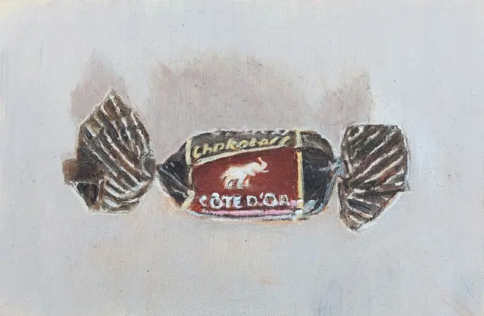 Gea Slotman, Chocotoff, 115 euro, Acrylic on panel, unframed, 12x8 cm