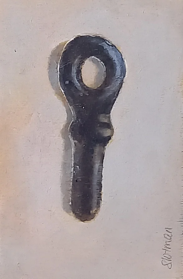 Gea Slotman, Dropsleutel, 75 euro, Acrylic on wooden panel, 8x12 cm
