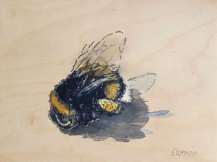 Gea Slotman, Hommel, 275 euro, Acrylic on wooden panel, unframed, 15x20x3 cm