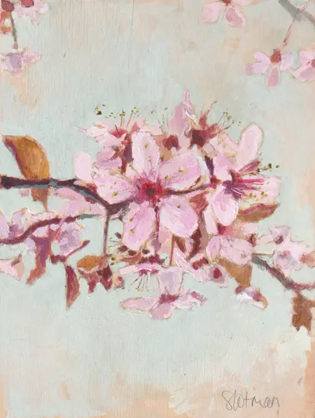 Gea Slotman, Japanse Kers, 95 euro, Mixed media on canvas, 20x15x3 cm
