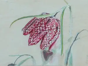 Gea Slotman, Kievietsbloem I, 225 euro, Acrylic on wooden panel, unframed, 15x20x3 cm