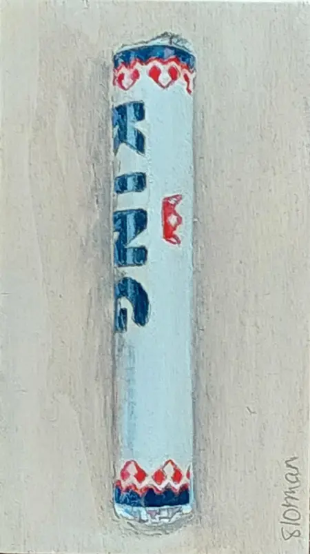 Gea Slotman, King, 115 euro, Acrylic on wooden panel, unframed, 14x18 cm