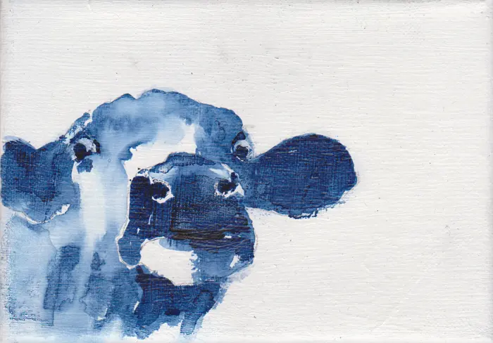 Gea Slotman, Koe, Acrylic on canvas, 13x18 cm, €.110,-