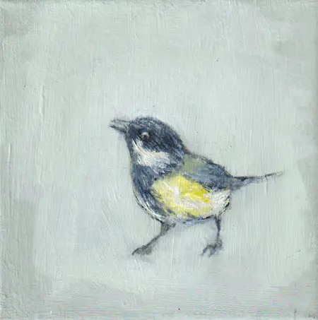 Gea Slotman, Koolmeesje, 125 euro, Mixed media on canvas, unframed, 15x15 cm