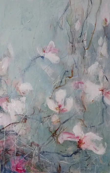 Gea Slotman, Magnolia, Acrylic on wood, 50x30x3 cm, €.250,-