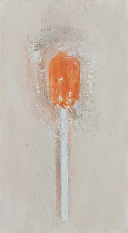Gea Slotman, Oranje Lolly, 115 euro, Acrylic on panel, unframed, 14x8 cm