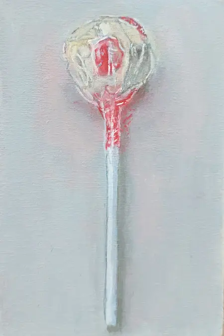 Gea Slotman, Salmiaklolly, 95 euro, Acrylic on panel, unframed, 12x8 cm
