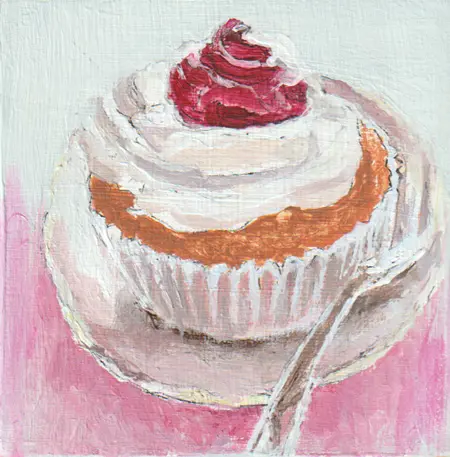 Gea Slotman, Taartje, 95 euro, Mixed media on wood, unframed, 10x10x3,5 cm