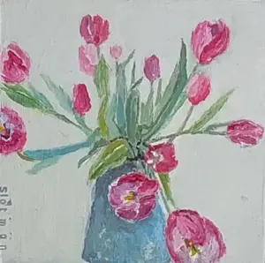 Gea Slotman, Tulpen, 95 euro, Mixed media on canvas, 15x15x3 cm