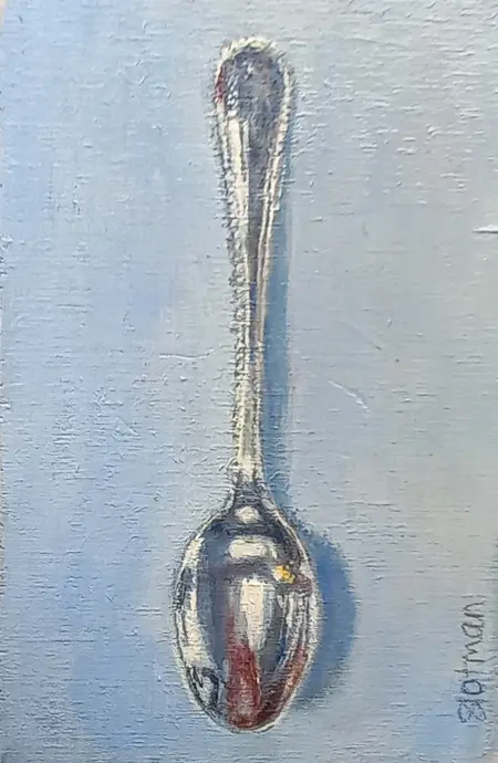 Gea Slotman, Vintage lepeltje, 95 euro, Acrylic on wood, unframed, 8x12x1 cm