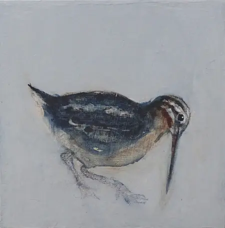 Gea Slotman, Watersnip, Acrylic on wood, 15x15x3cm, €.90,-