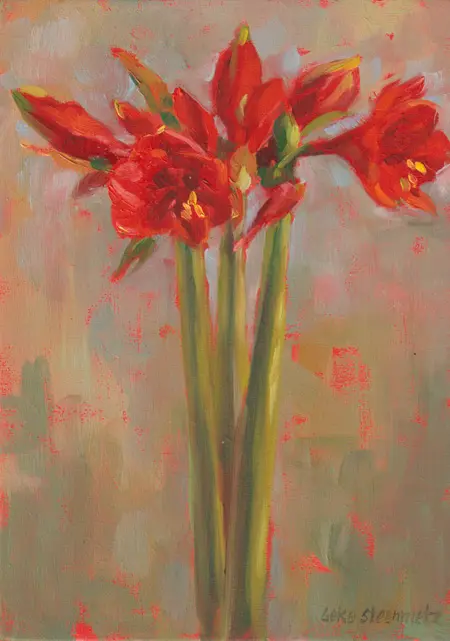 Geke Steenmetz, Amarylis, 150 euro, Oil on panel, unframed, 18x13 cm