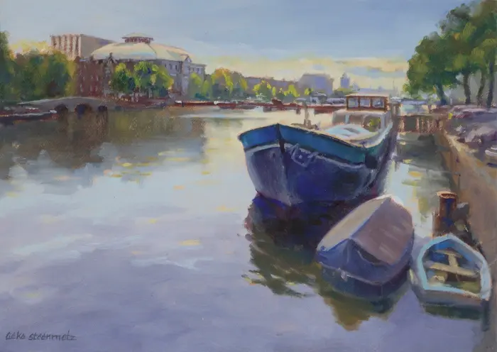 Geke Steenmetz, Amsterdam Carré, Oil on panel in wooden frame, 13x18 cm, €.175,-