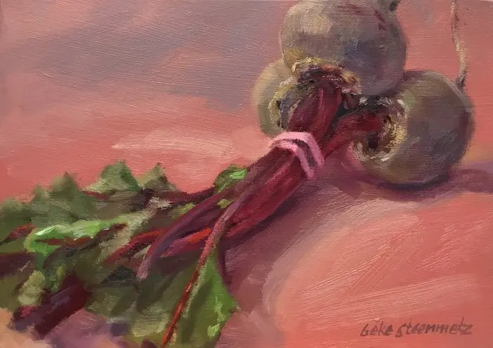 Geke Steenmetz, Bosbieten, 150 euro, Oil on panel, unframed, 13x18 cm