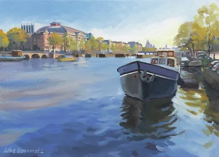 Geke Steenmetz, Carré Amsterdam, 250 euro, Oil on panel in wooden frame, 13x18 cm